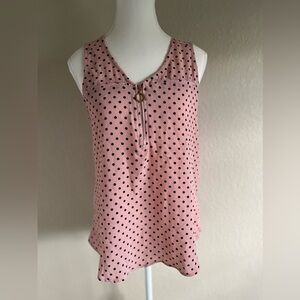 🛍️🛍️ JANET CHUNG Pink Polka Dot Sleeveless Top NWT